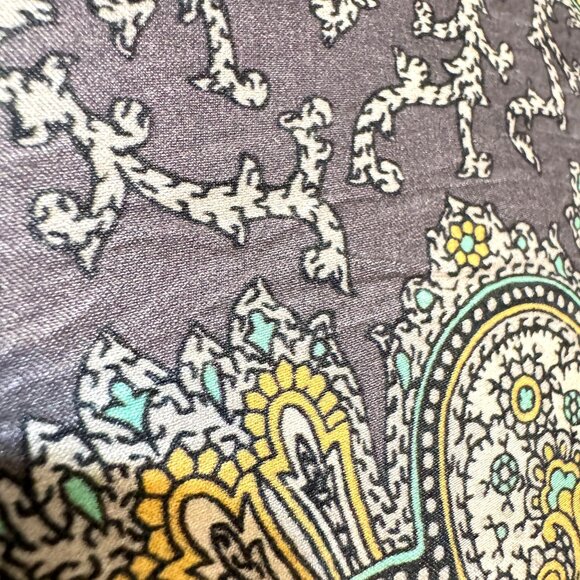 Pottery Barn 20x20 Paisley Decorative Pillow Cover Silk Cotton Blend Gray Gold - Picture 3 of 11